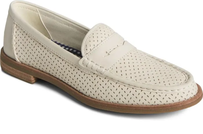 Women Seaport Perforated Penny Loafer Ivory Sperry Sneakers Women Seaport Perforated Penny Loafer Ivory Sperry Sneakers
