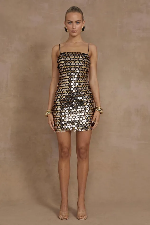 Women Sequin Dresses Runaway The Label CORTEZ MINI DRESS Bronze