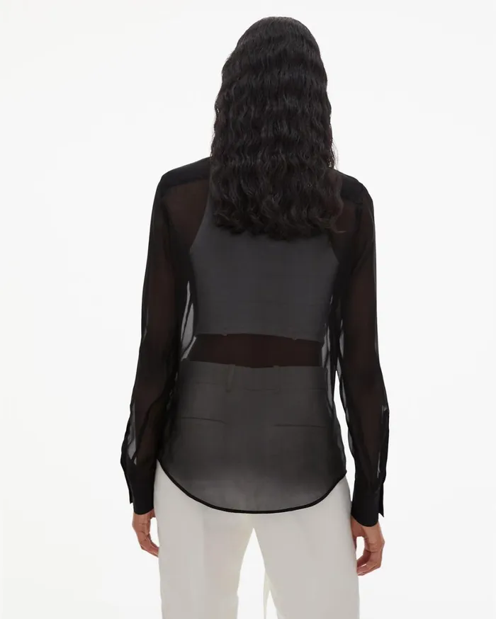Women Sheer Tuxedo Shirt Black Helmut Lang Tops