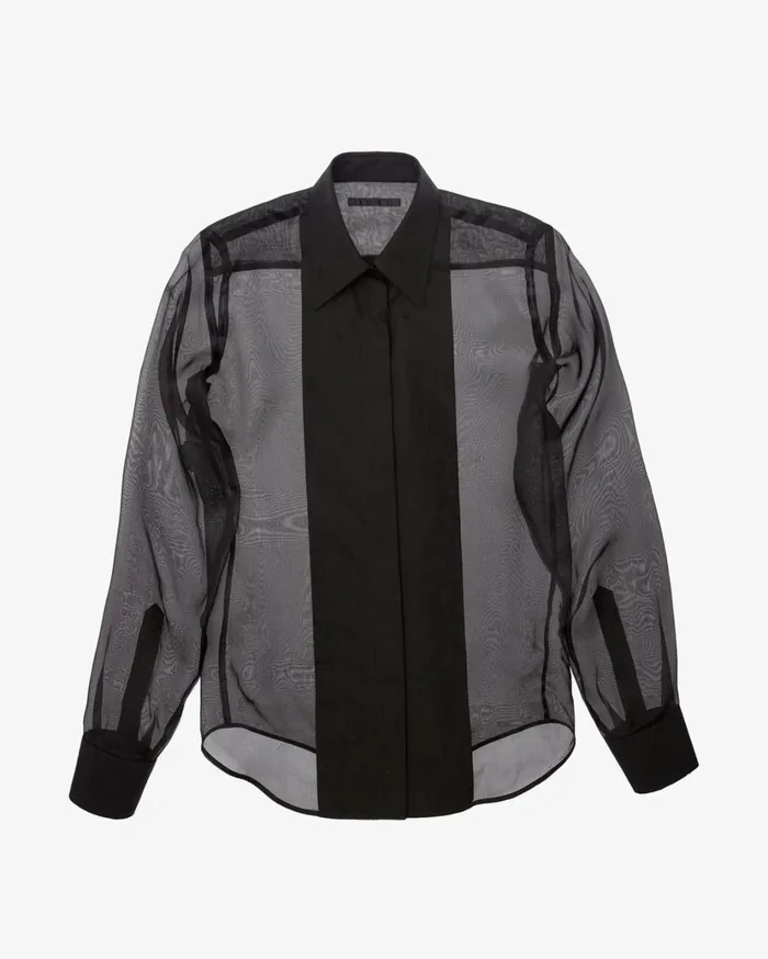 Women Sheer Tuxedo Shirt Black Helmut Lang Tops