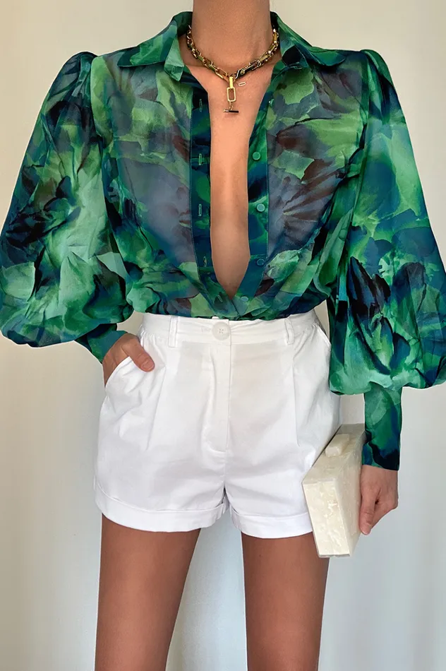 Women Shirts and Blouses Runaway The Label Calista Shirt Green Floral
