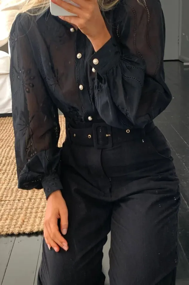 Women Shirts and Blouses Runaway The Label Elise Blouse Black