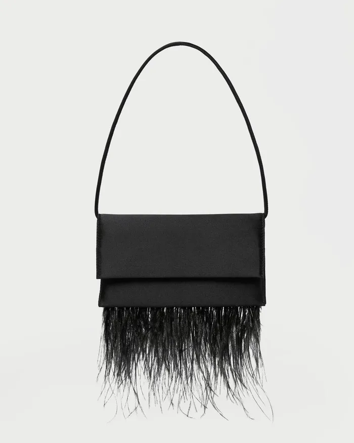 Women Shoulder Bags Loeffler Randall Charlee Black Satin Shoulder Bag
