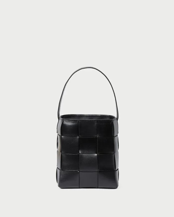 Women Shoulder Bags Loeffler Randall Laith Black Woven Bucket Bag