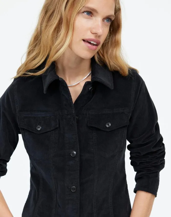 Women Shrunken ButtonFront Shirt True Black Madewell Tops and Shirts