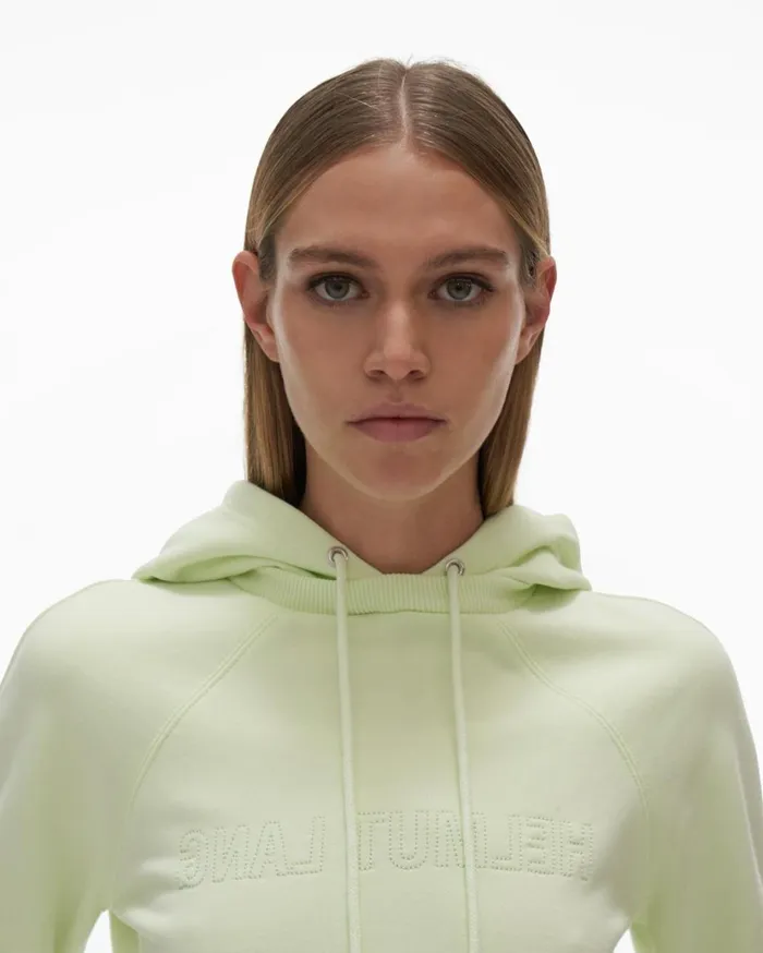 Women Shrunken Hoodie Electric Green Helmut Lang TShirts and Sweatshirts