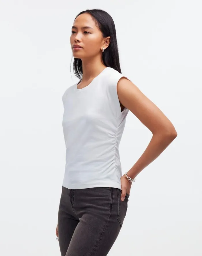 Women SideCinch Muscle Tee Eyelet White Madewell Tees