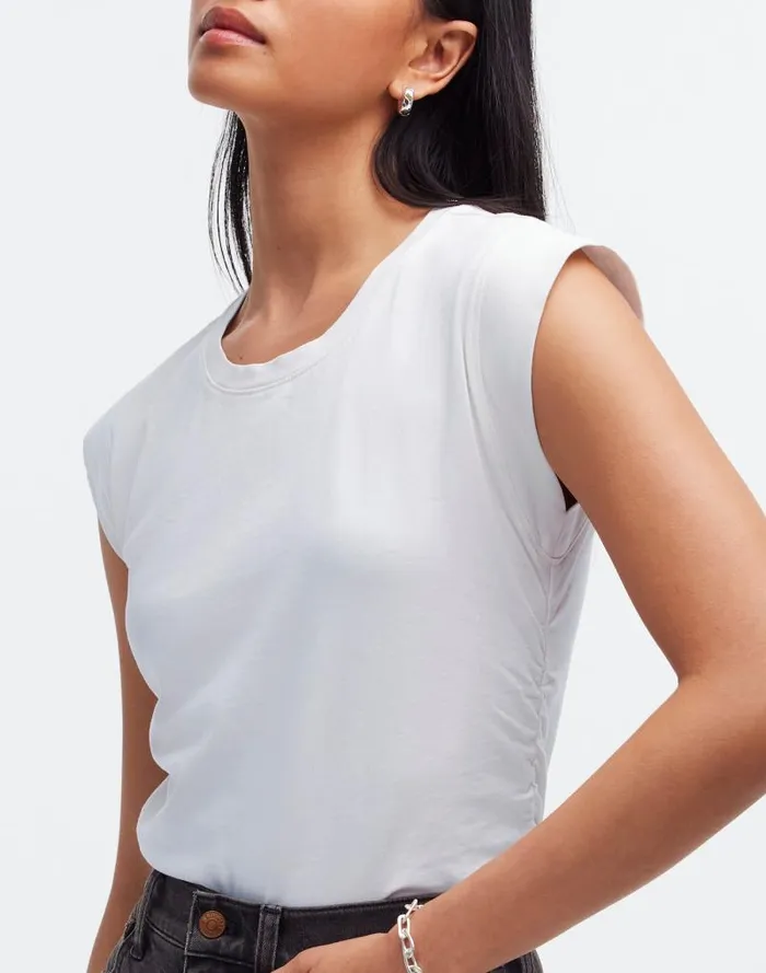 Women SideCinch Muscle Tee Eyelet White Madewell Tees
