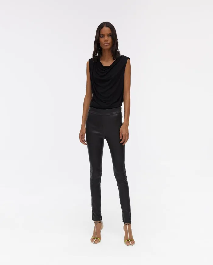 Women Side Zip Leather Legging Onyx Helmut Lang Pants