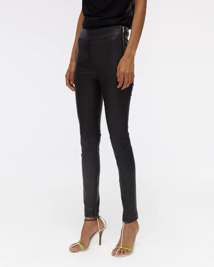 Women Side Zip Leather Legging Onyx Helmut Lang Pants