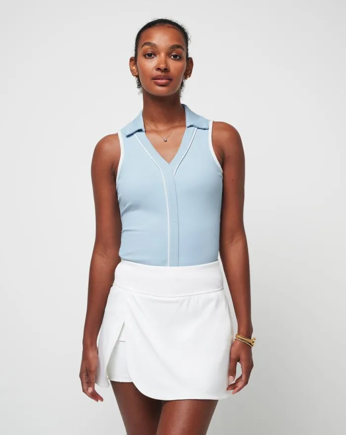 Women SIP AND SEA MOVEKNIT SLEEVELESS POLO Celestial Blue TravisMathew Polos