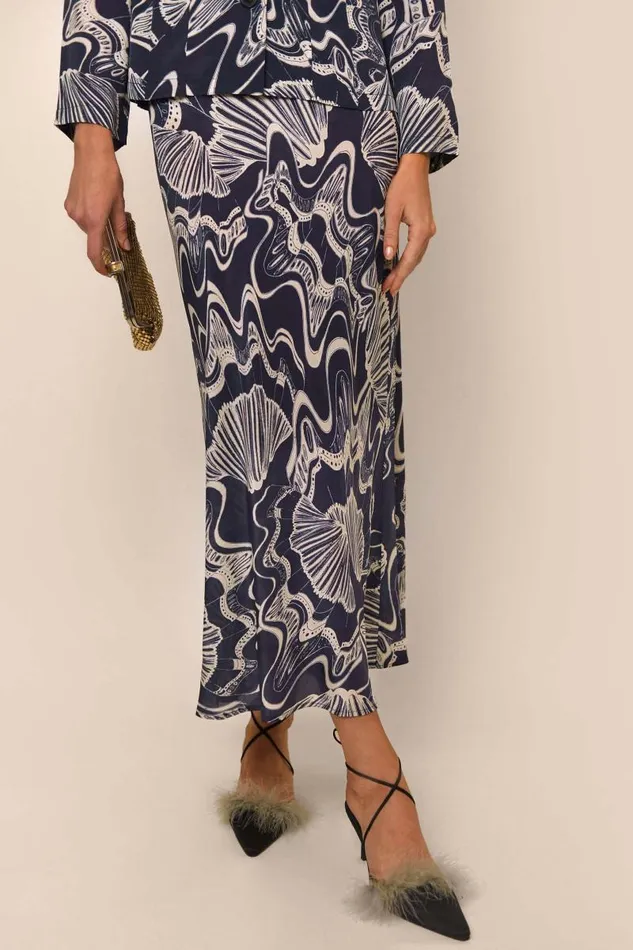 Women Skirts RIXO Kelly Navy Psychedelic Shell