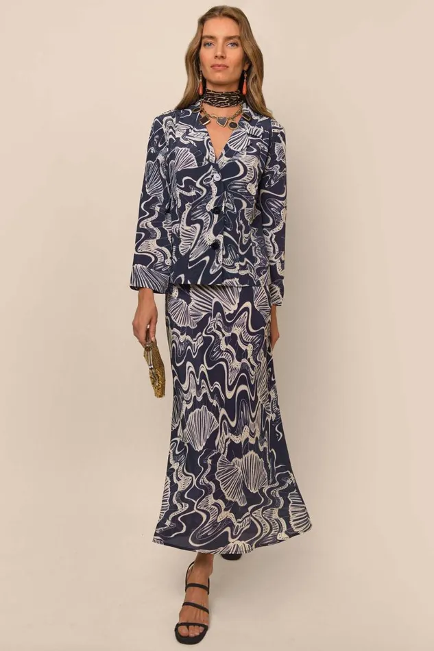 Women Skirts RIXO Kelly Navy Psychedelic Shell Women Skirts RIXO Kelly Navy Psychedelic Shell
