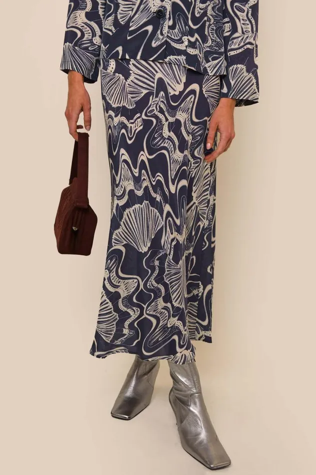 Women Skirts RIXO Kelly Navy Psychedelic Shell Women Skirts RIXO Kelly Navy Psychedelic Shell