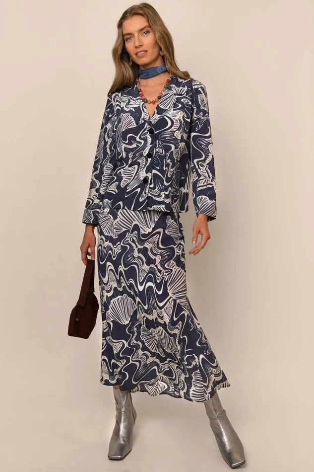 Women Skirts RIXO Kelly Navy Psychedelic Shell Women Skirts RIXO Kelly Navy Psychedelic Shell