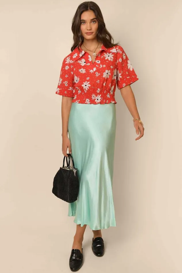 Women Skirts RIXO Kelly Pastel Green Women Skirts RIXO Kelly Pastel Green