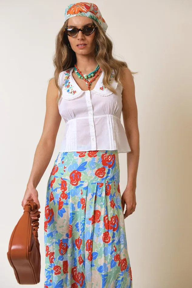 Women Skirts RIXO Nancy Collage Floral Women Skirts RIXO Nancy Collage Floral