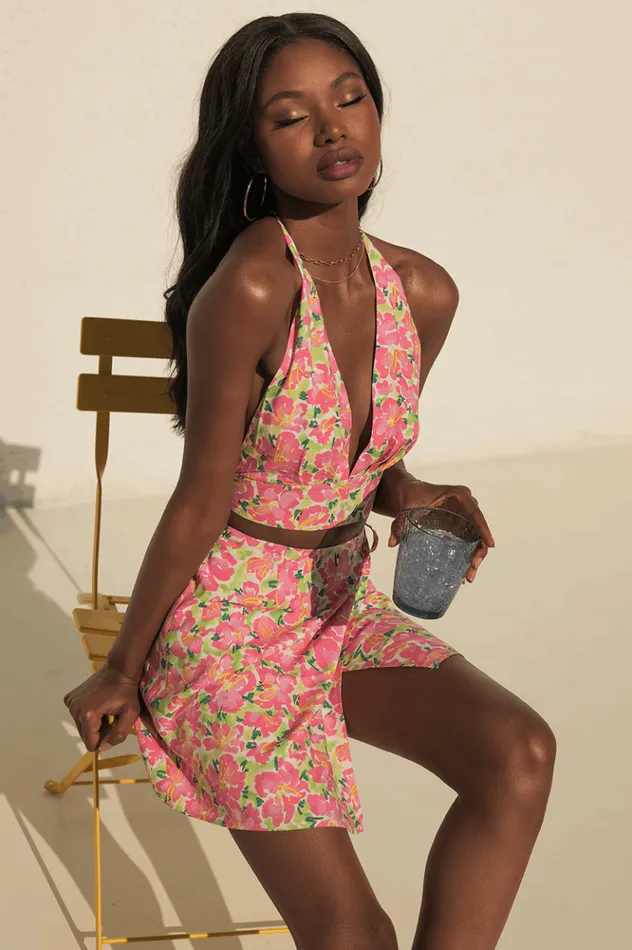 Women Skirts Runaway The Label Asuka Wrap Skirt Pinkgreen Floral