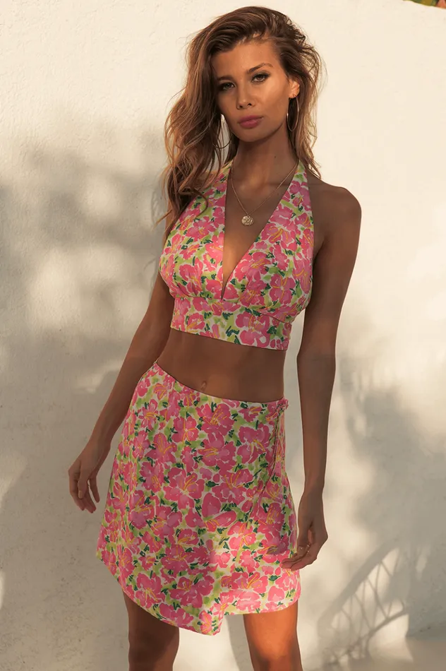 Women Skirts Runaway The Label Asuka Wrap Skirt Pinkgreen Floral Women Skirts Runaway The Label Asuka Wrap Skirt Pinkgreen Floral