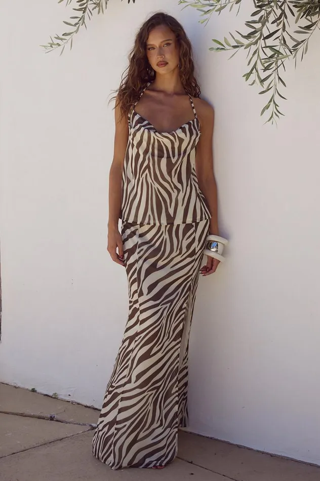 Women Skirts Runaway The Label BELINA MAXI SKIRT Zebra Chocolate