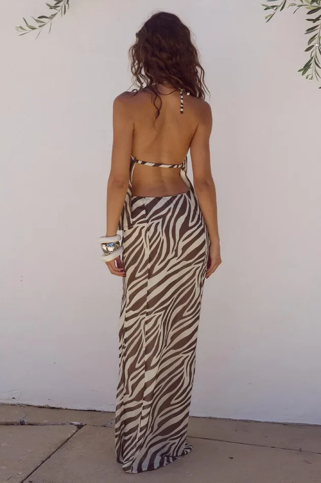 Women Skirts Runaway The Label BELINA MAXI SKIRT Zebra Chocolate