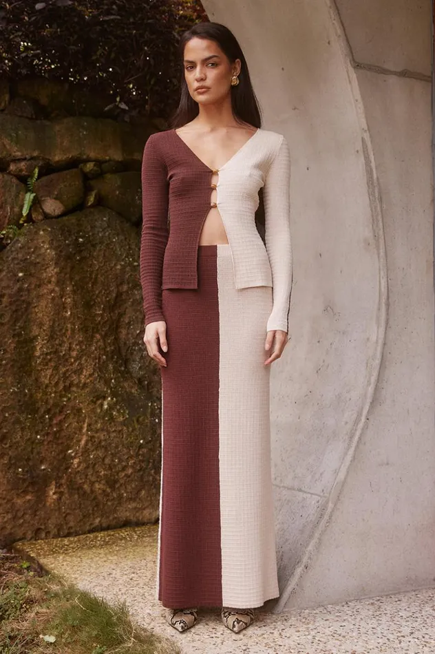 Women Skirts Runaway The Label ELITA MAXI SKIRT Chocolatecream