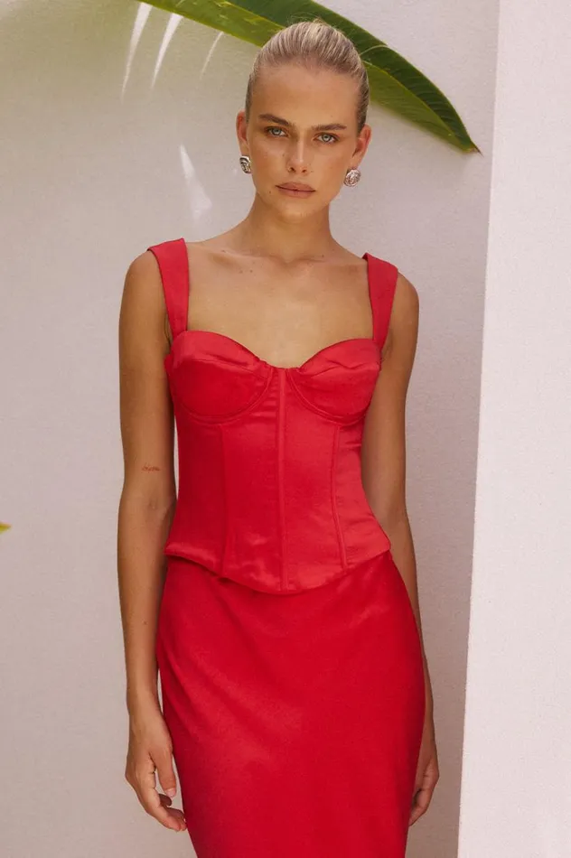 Women Skirts Runaway The Label OURA MIDI SKIRT Red