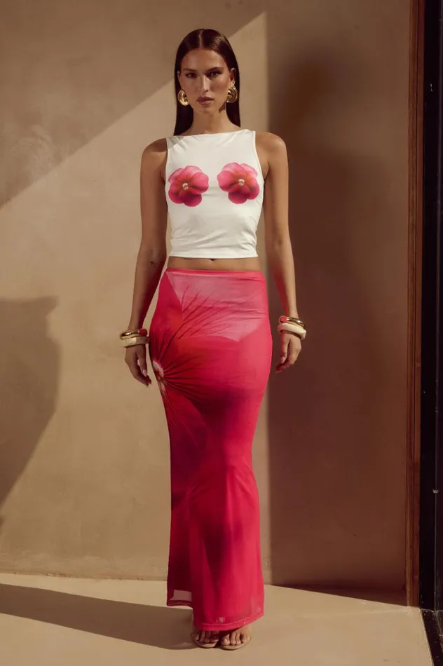Women Skirts Runaway The Label ZARELA MAXI SKIRT Pink Flower
