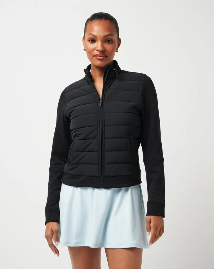 Women SKYLOFT SOFT ESPRESSO MARTINI FULL ZIP Heather Black TravisMathew Active Tops