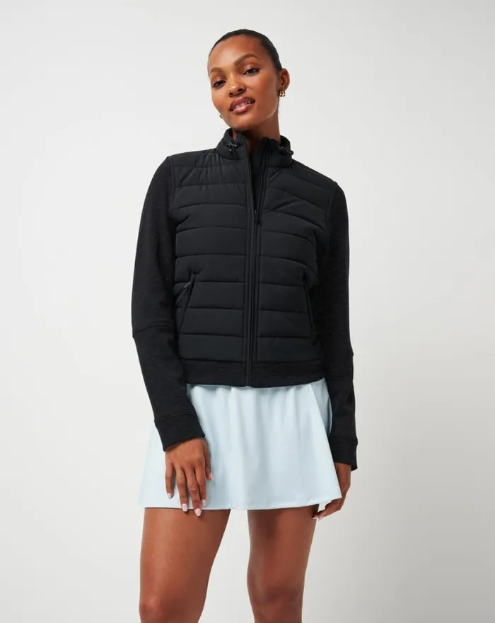 Women SKYLOFT SOFT ESPRESSO MARTINI FULL ZIP Heather Black TravisMathew Active Tops