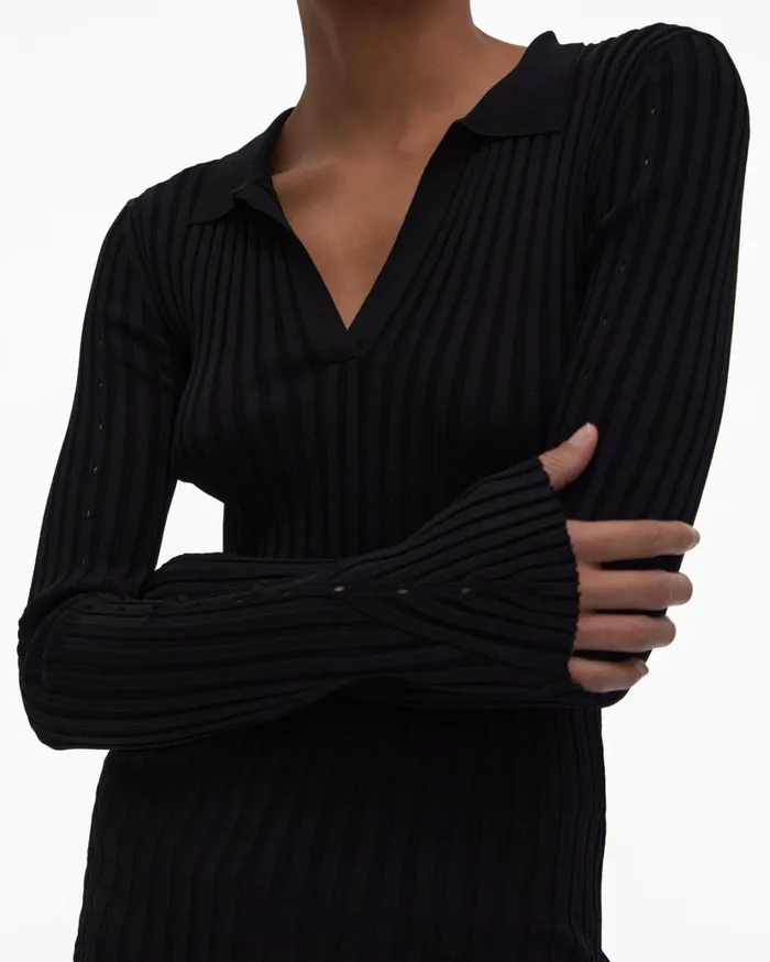Women Slash Polo Black Helmut Lang Sweaters