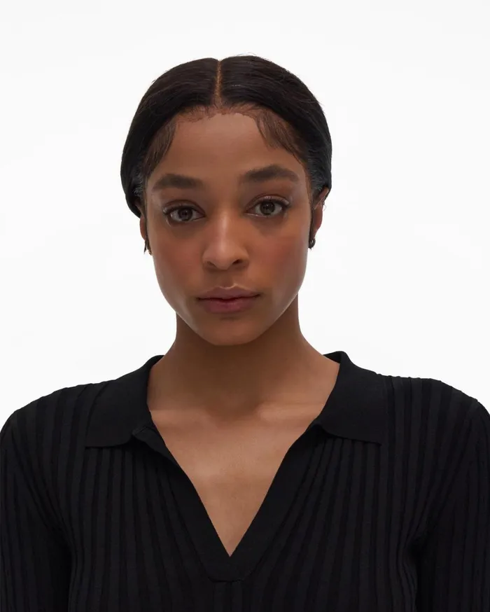 Women Slash Polo Black Helmut Lang Sweaters