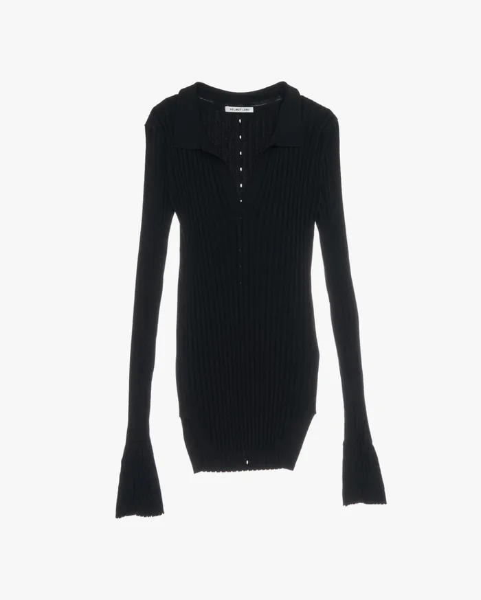 Women Slash Polo Black Helmut Lang Sweaters