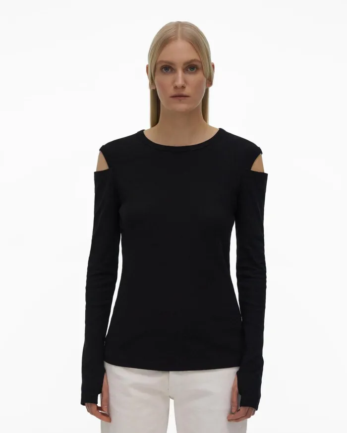 Women Slash Tee Black Helmut Lang TShirts and Sweatshirts