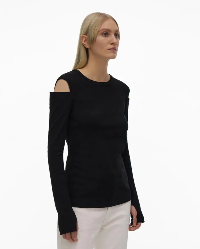 Women Slash Tee Black Helmut Lang TShirts and Sweatshirts