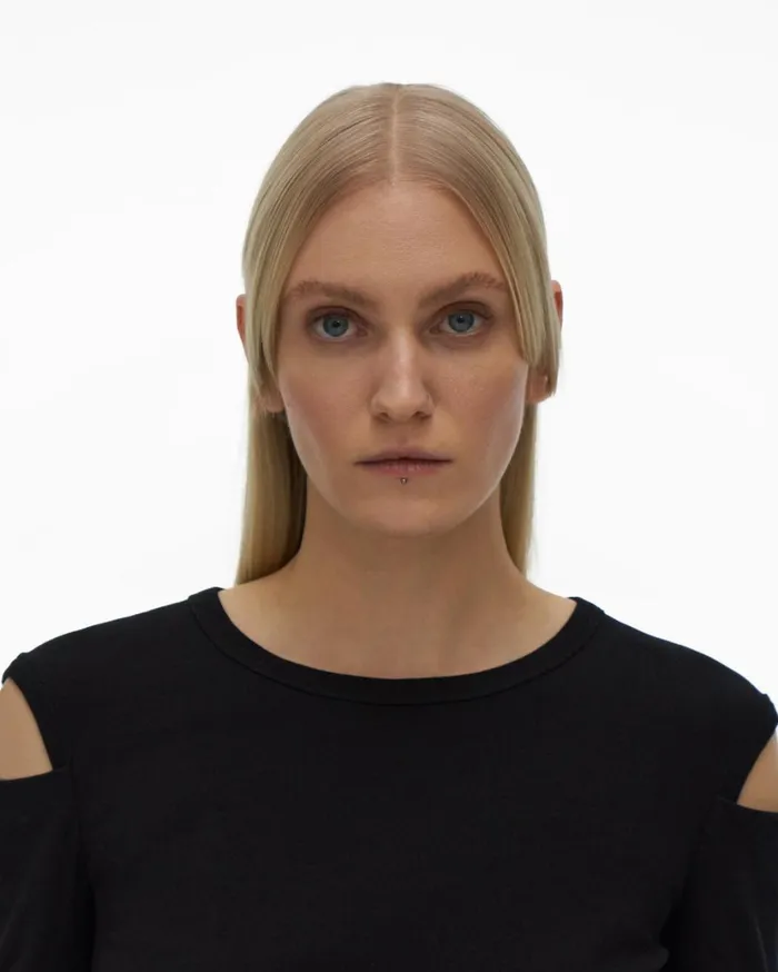 Women Slash Tee Black Helmut Lang TShirts and Sweatshirts