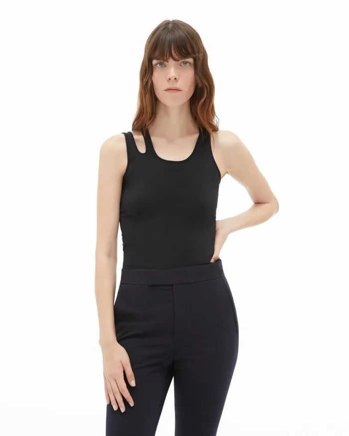 Women Slashed Seamless Tank Black Helmut Lang TShirts and Sweatshirts
