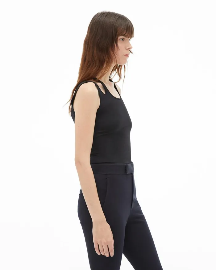 Women Slashed Seamless Tank Black Helmut Lang TShirts and Sweatshirts