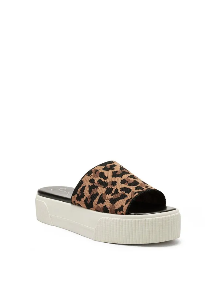 Women Slides and Mules Jessica Simpson Ezira Platform Flat In Leopard Natural Leopard