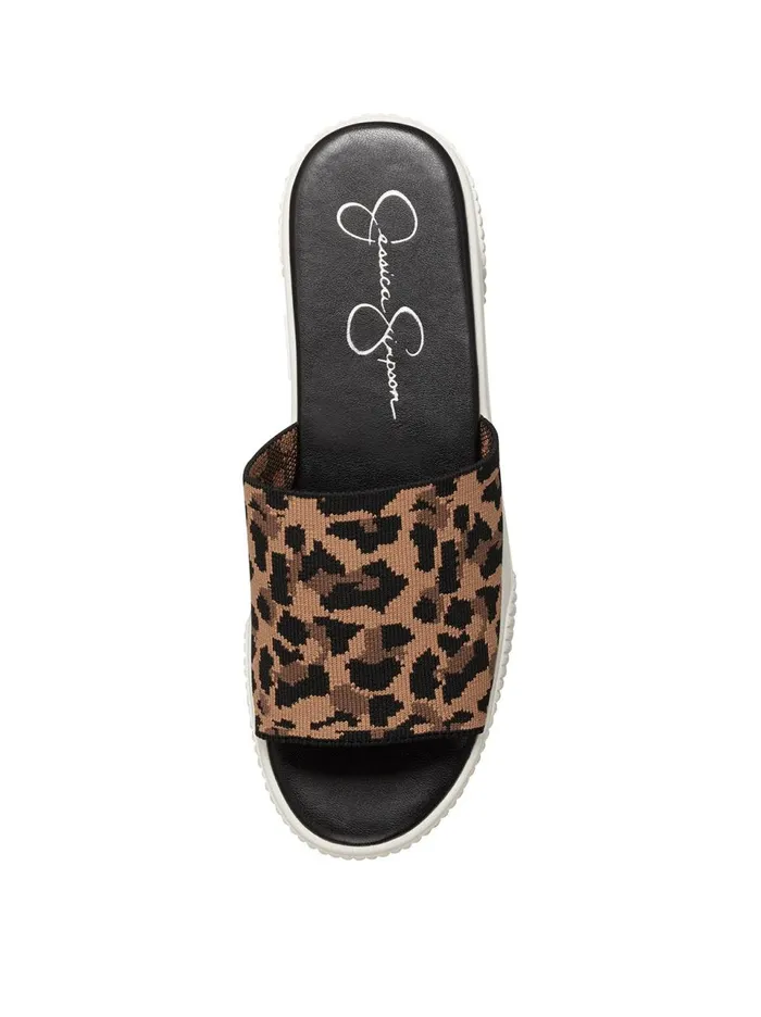 Women Slides and Mules Jessica Simpson Ezira Platform Flat In Leopard Natural Leopard