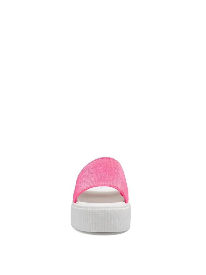 Women Slides and Mules Jessica Simpson Ezira Platform Flat In Neon Pink Neon Pink