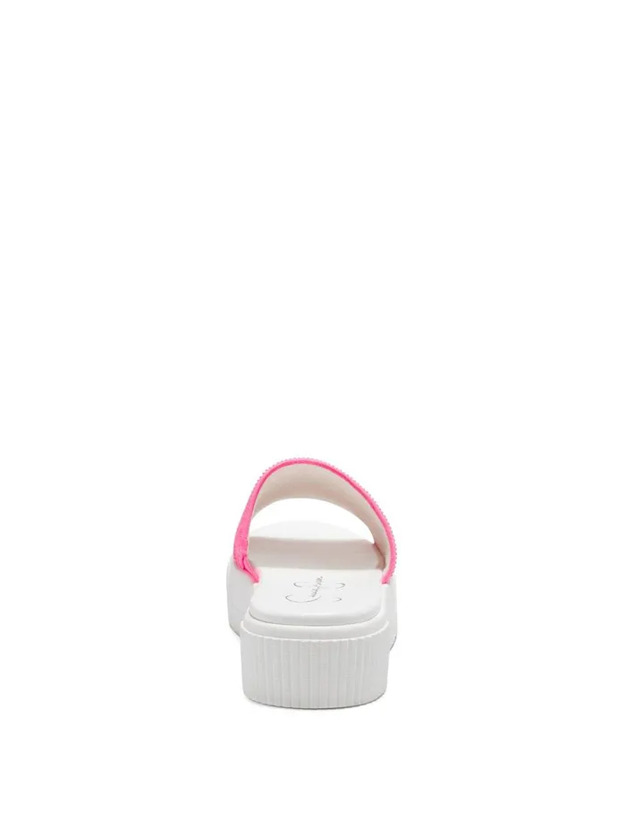 Women Slides and Mules Jessica Simpson Ezira Platform Flat In Neon Pink Neon Pink