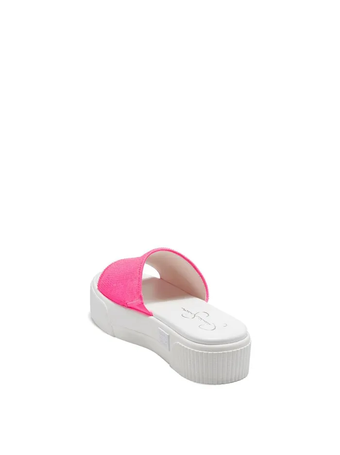 Women Slides and Mules Jessica Simpson Ezira Platform Flat In Neon Pink Neon Pink