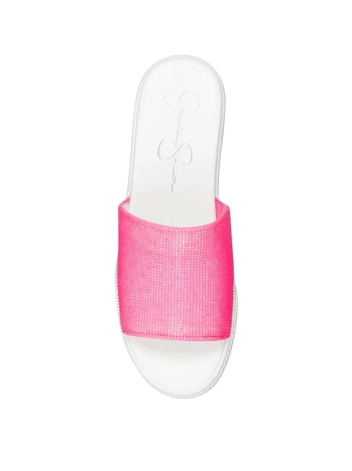 Women Slides and Mules Jessica Simpson Ezira Platform Flat In Neon Pink Neon Pink