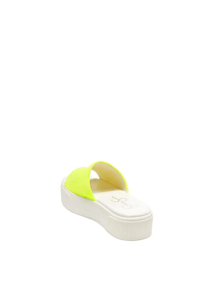 Women Slides and Mules Jessica Simpson Ezira Platform Flat In Neon Yellow Neon Yellow