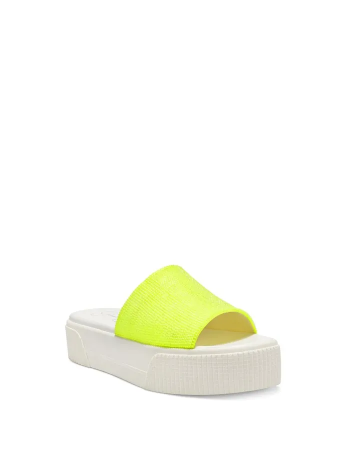 Women Slides and Mules Jessica Simpson Ezira Platform Flat In Neon Yellow Neon Yellow