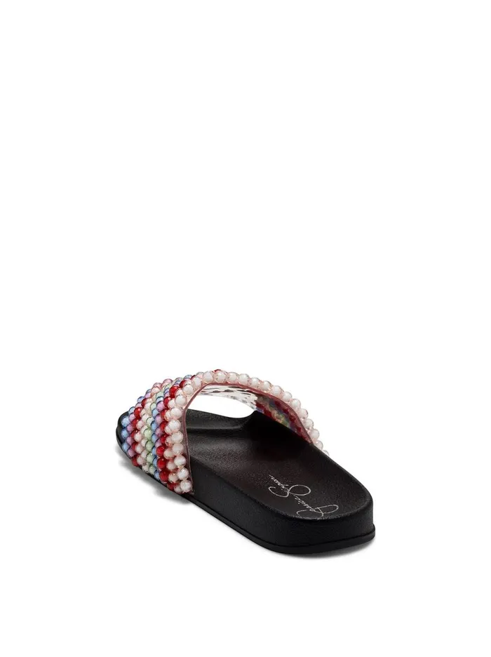 Women Slides and Mules Jessica Simpson Saycie Flat In Rainbow Clear And Rainbow