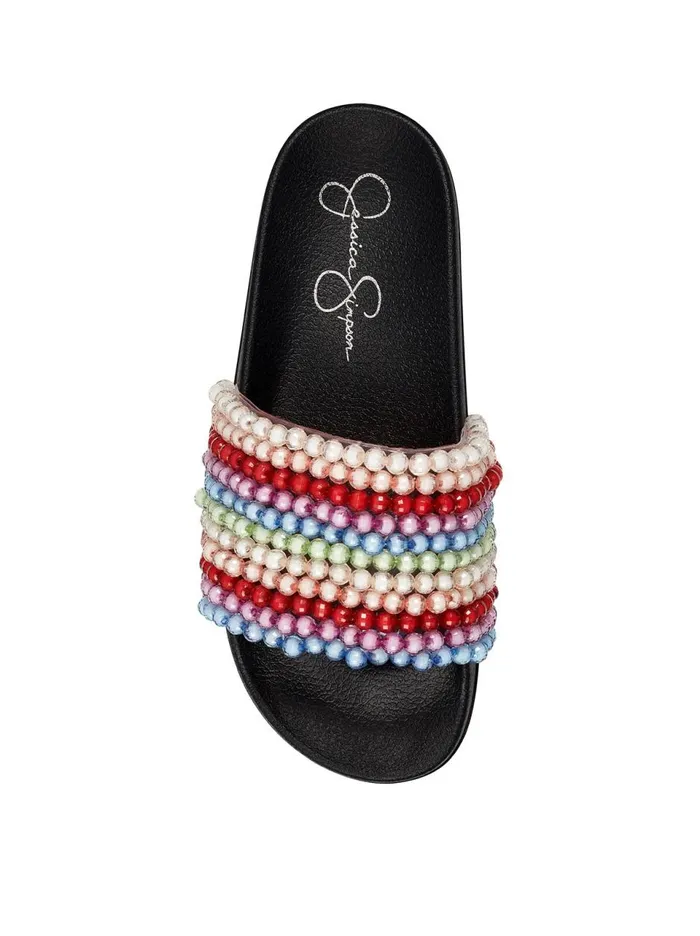 Women Slides and Mules Jessica Simpson Saycie Flat In Rainbow Clear And Rainbow