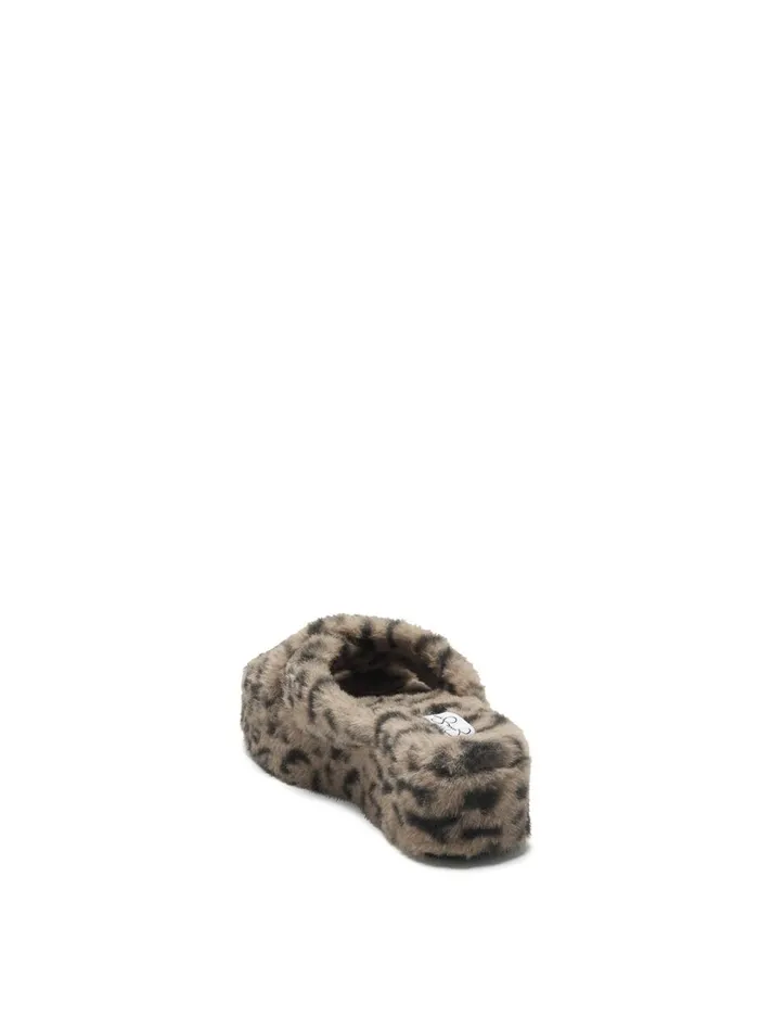 Women Slides and Mules Jessica Simpson Talulla Platform Slide In Leopard Fuzzy Natural Leopard