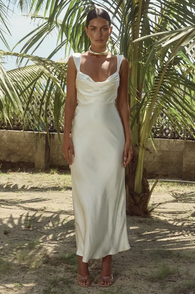 Women Slip Dresses Runaway The Label HAVANNA MIDI DRESS Ivory